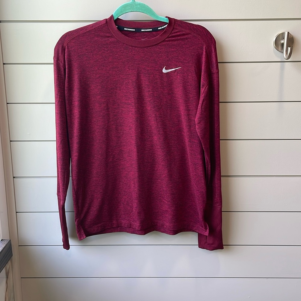 Nike Running Dry Fit Long Sleeve Tech T - Burgundy - Small